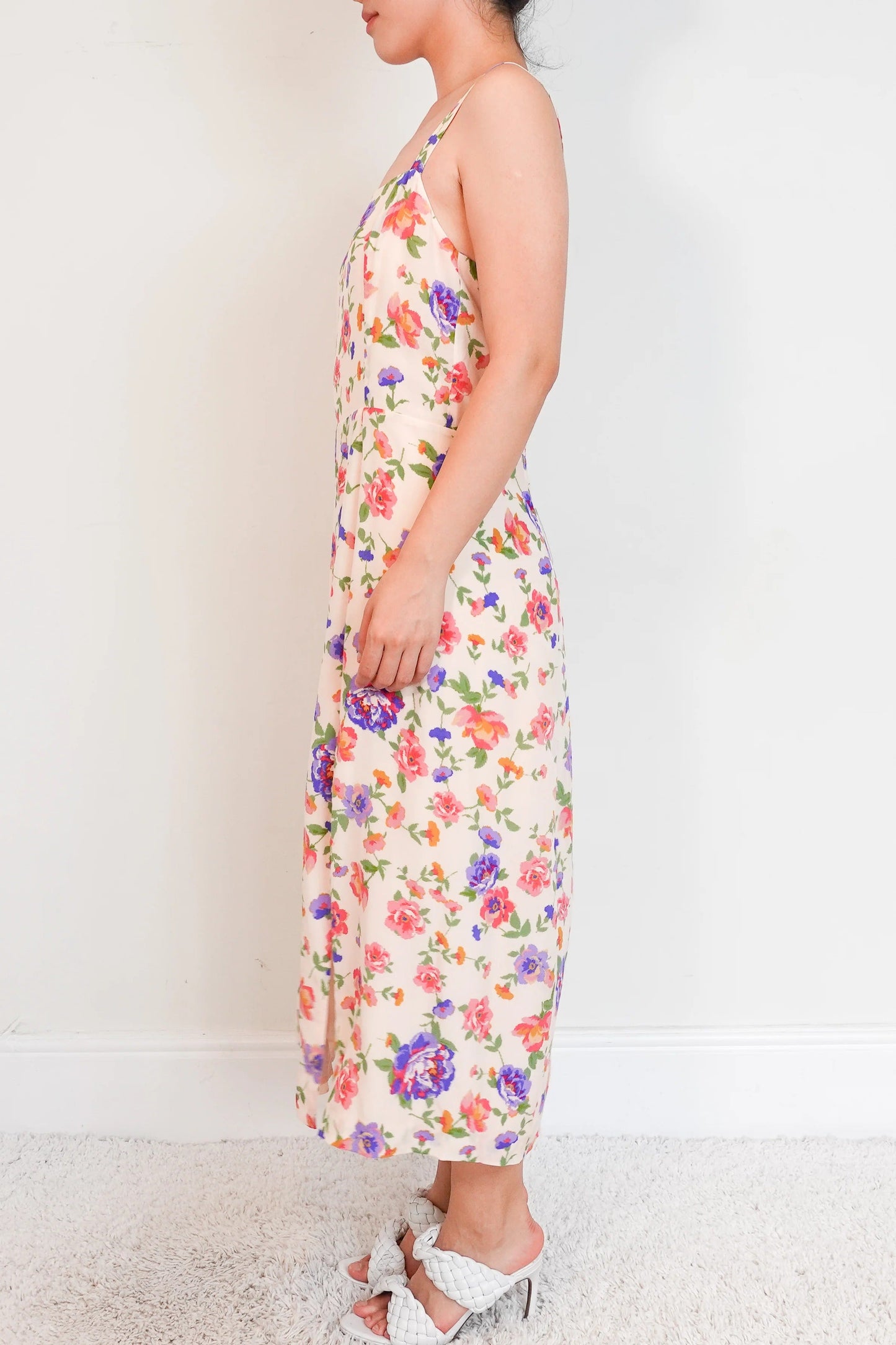 floral silk dress in pink