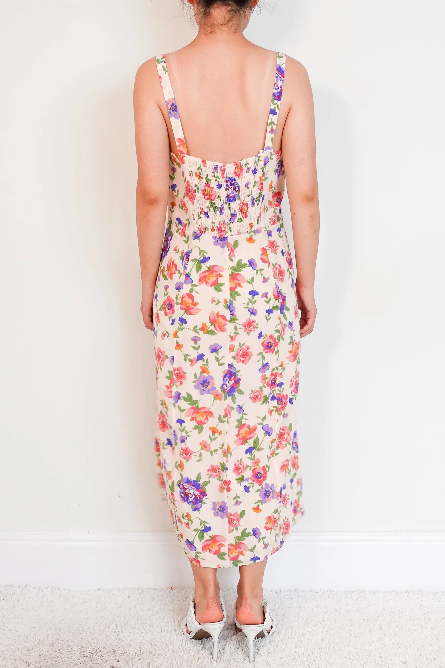 floral silk dress in pink