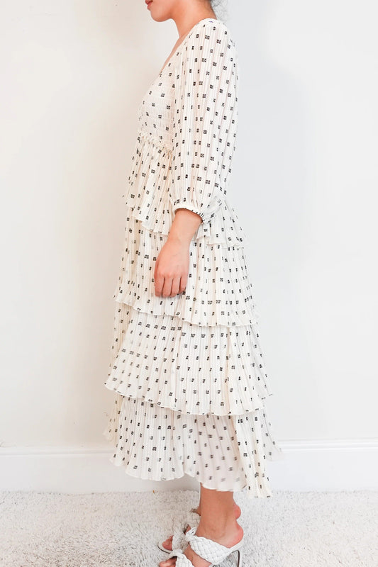 Egret white tiered dress